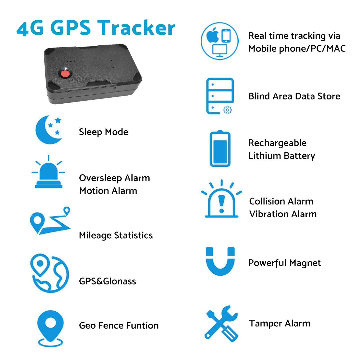 4G Real Time GPS Tracker With Magnetic Alarm Suitable For Vehicle Car Live Tracking Mini Tracker