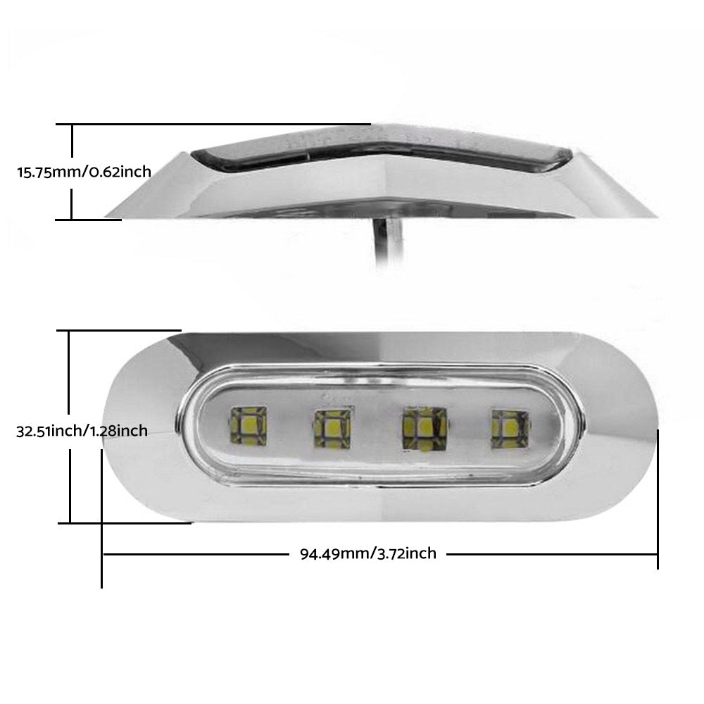10x White 4-LED Side Marker Clearance Lamps Suitable For Truck / Trailer / Lorry Chrome Housing
