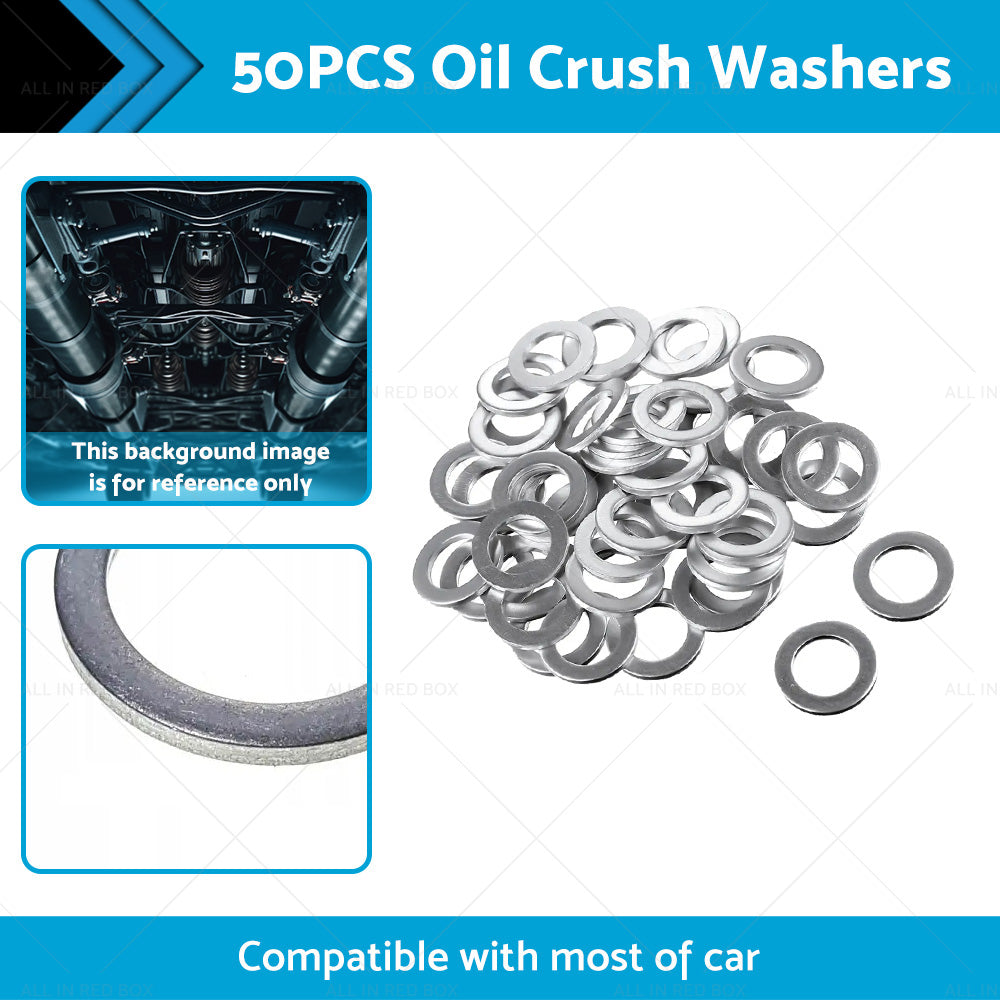{{ 50PCS Car Engine Oil Crush Washers Drain Plug Gaskets ID 14mm , OD 22mm Aluminum }} - Buy Car Parts Online at {{ Kaka Auto Parts }}.