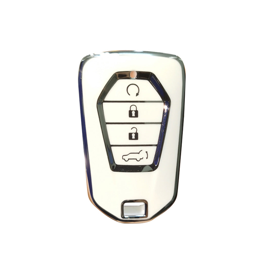 TPU 4-Button Car Remote Key Fob Cover Suitable For Isuzu D-MAX / MU-X MUX White