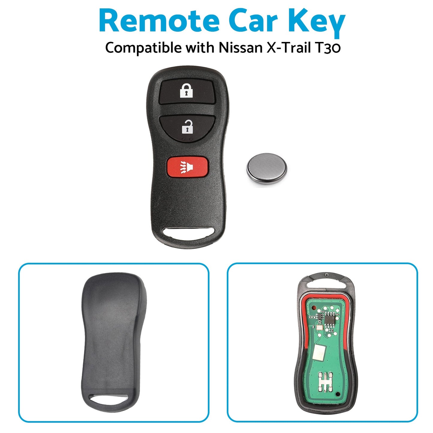 Remote Flip Car Key Suitable for Nissan X-Trail T30 2002-2007 433MHz Replacement