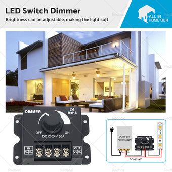 compare product 12V-24V Metal LED Switch Dimmer Controller Manual Operation for Strip Light