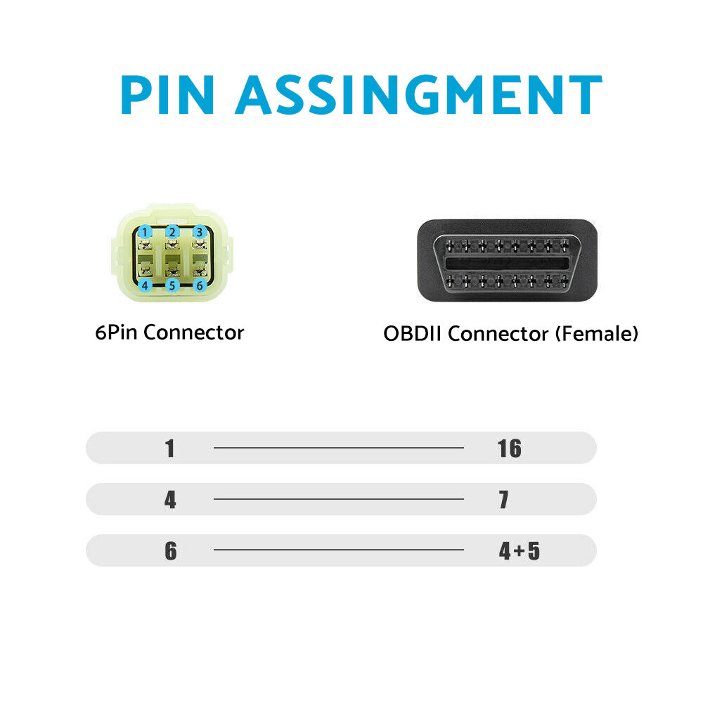 6-Pin OBD Connector Diagnostic Adapter Cable Suitable For Kawasaki Motorcycle