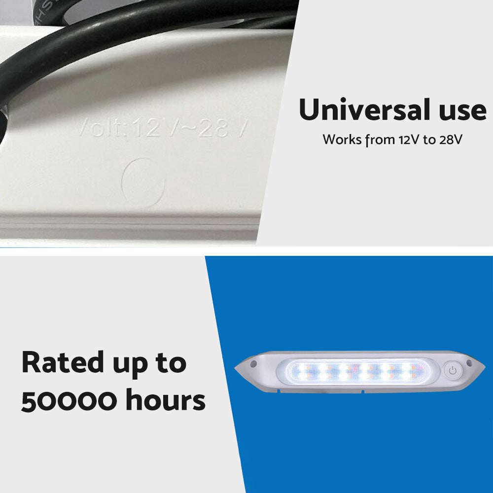 {{ 287MM DUAL LED BUG LIGHT 12/24V AWNING LIGHT AMBER/WHITE LIGHTS W/ SWITCH }} - Buy Car Parts Online at {{ Kaka Auto Parts }}.