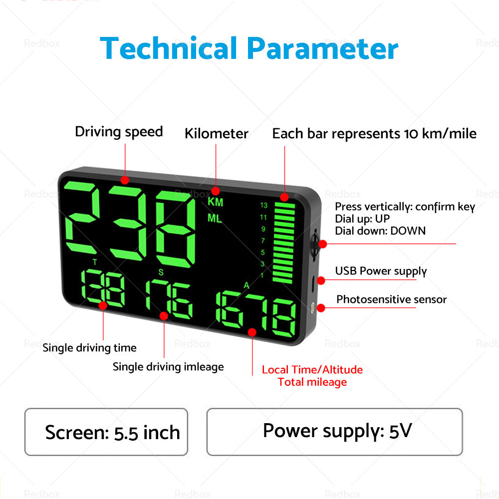 {{ 5.5'' Speedometer Odometer Display MPH KMH with Over Speeding Alarm Universal }} - Buy Car Parts Online at {{ Kaka Auto Parts }}.