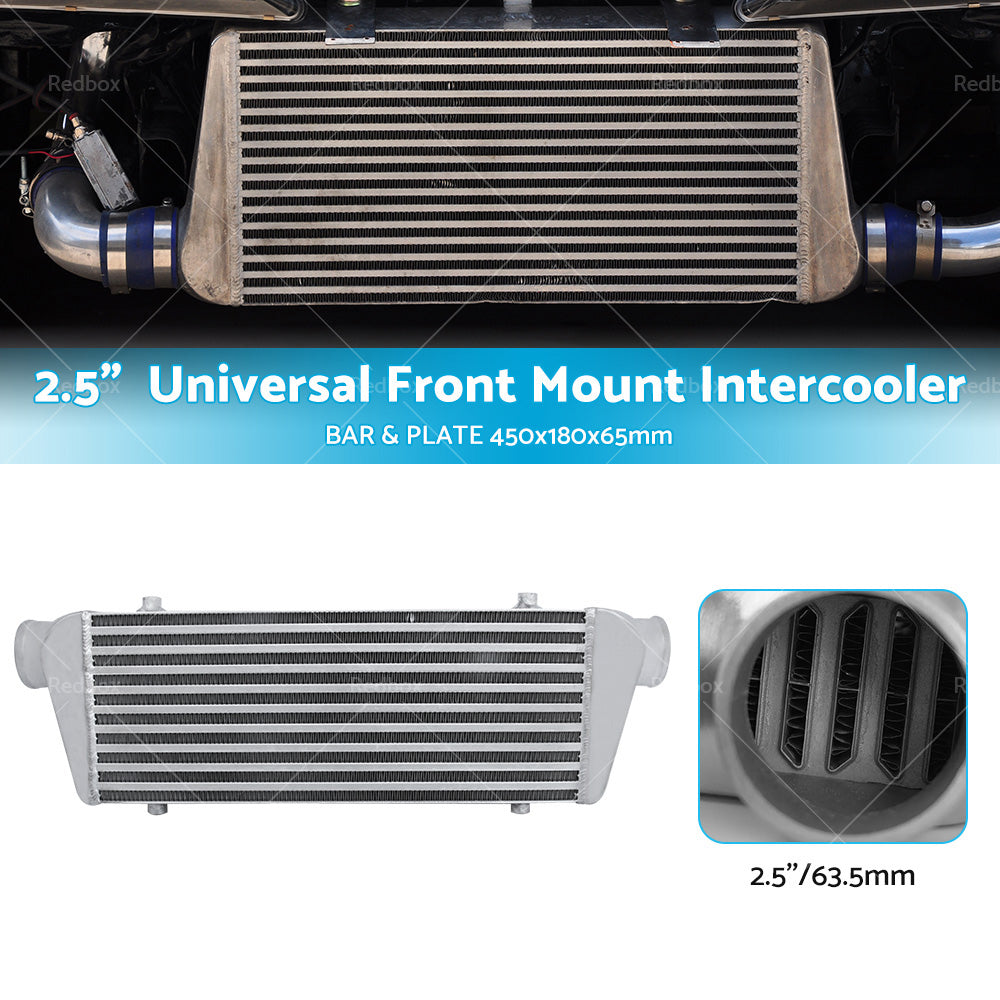 {{ 2. 5 inch  Universal Full Aluminum Front Mount Intercooler 450x180x65mm Core Bar and Plate }} - Buy Car Parts Online at {{ Kaka Auto Parts }}.