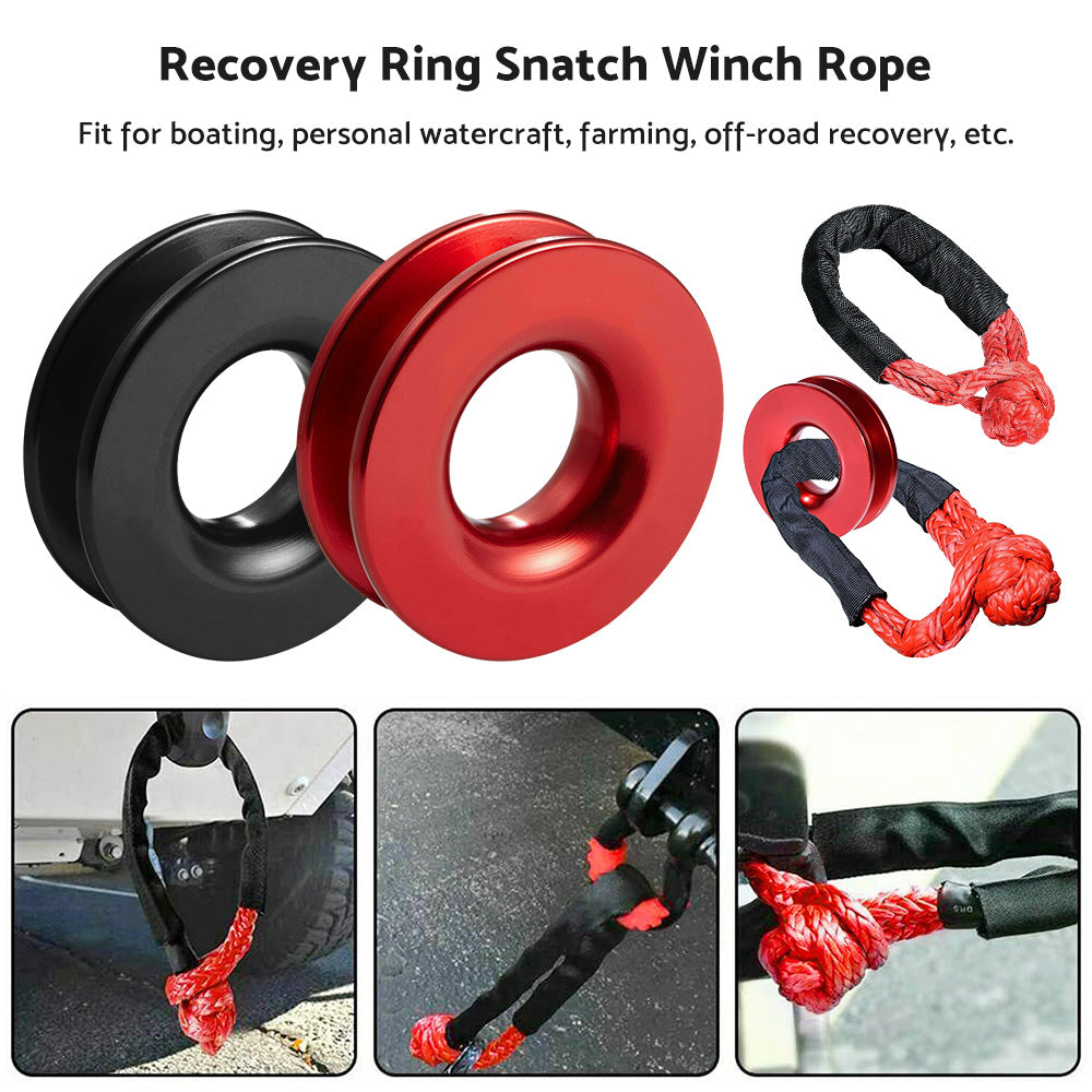 Recovery Ring Snatch Block Pulley 34749bs  and  Soft Shackle Tow Winch Rope Straps