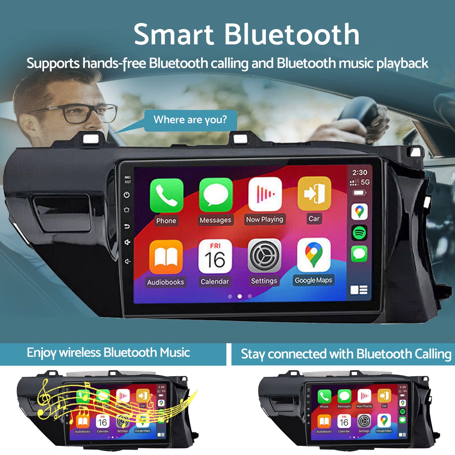 Carplay Android Auto Camera Navi Head Unit Suitable for Toyota Hilux 2015-2022 With Apple Carplay Android Auto