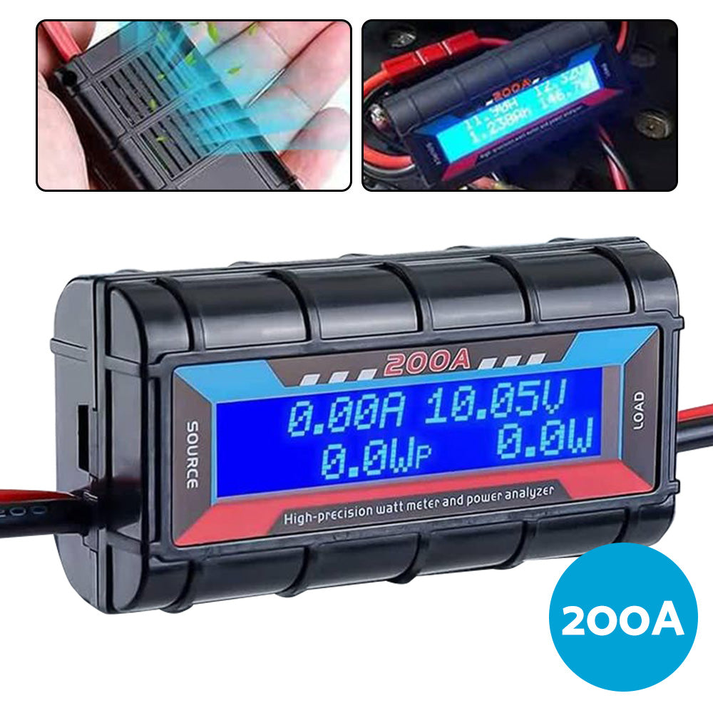 Digital Watt Meter 2x 200A Suitable For Solar / Caravan With Anderson Style Plug