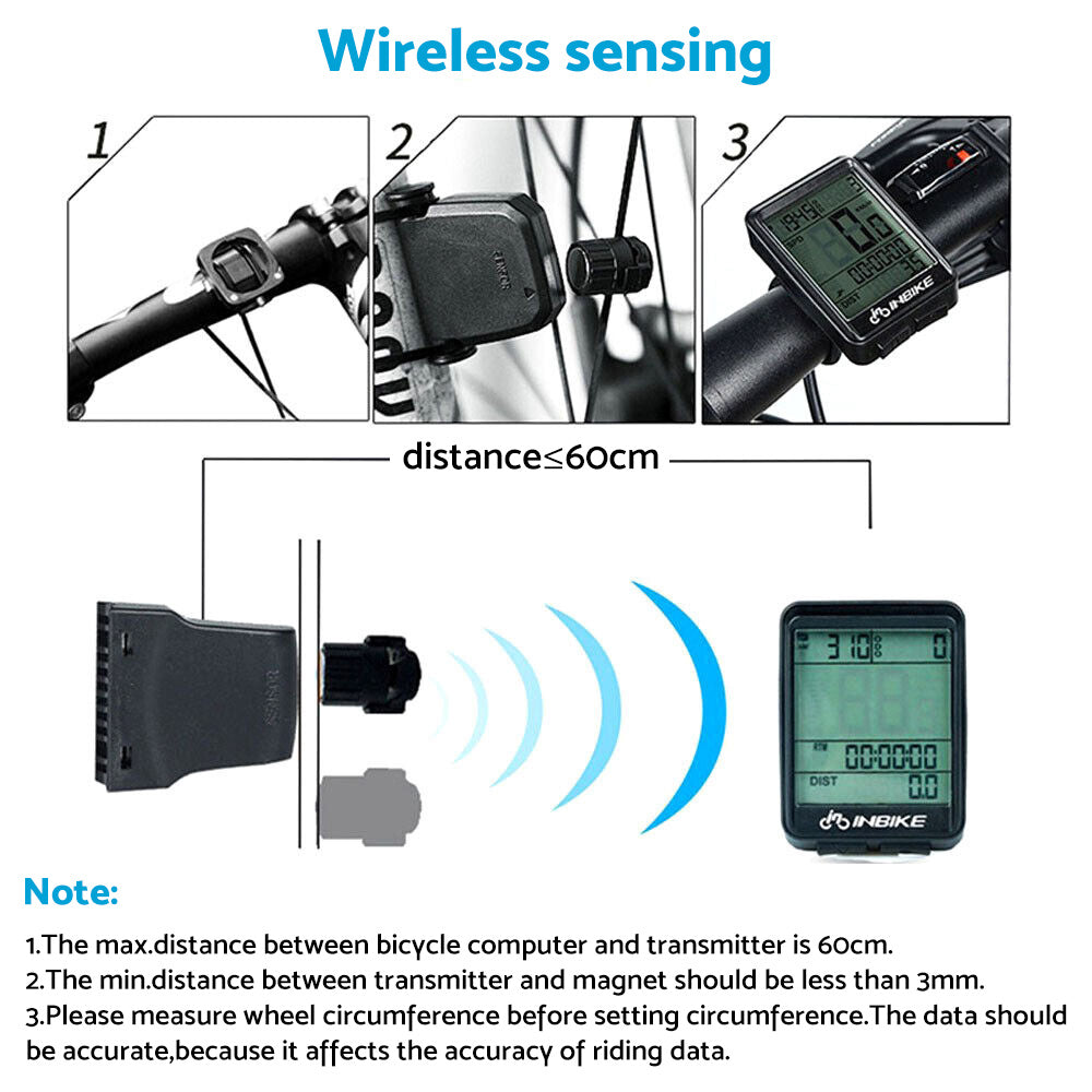 Wireless LCD Cycling Speedometer Odometer Computer Suitable For Bicycle Waterproof