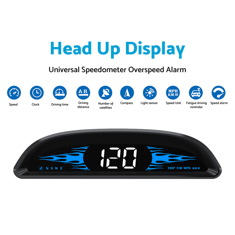 Car HUD Head-Up Display LCD Digital GPS Speedometer with Overspeed Alarm Universal