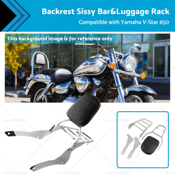 compare product Chrome Backrest Sissy Bar Luggage Rack Suitable for Yamaha Vstar 400 650 98-18
