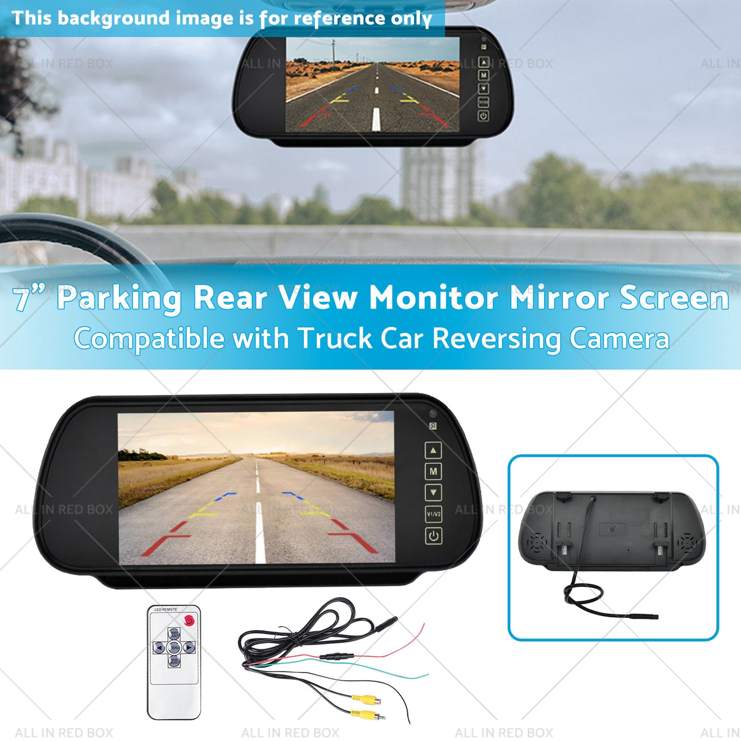 {{ 7 inch Parking Rear View Monitor Mirror Screen Suitable for Truck Reversing Camera }} - Buy Car Parts Online at {{ Kaka Auto Parts }}.