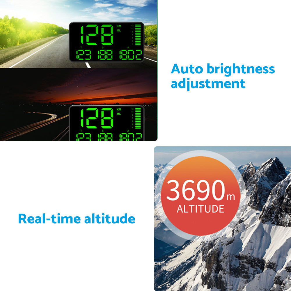 GPS Head Up Display Speedometer Odometer Digital Speed MPH with Over Speeding Alarm