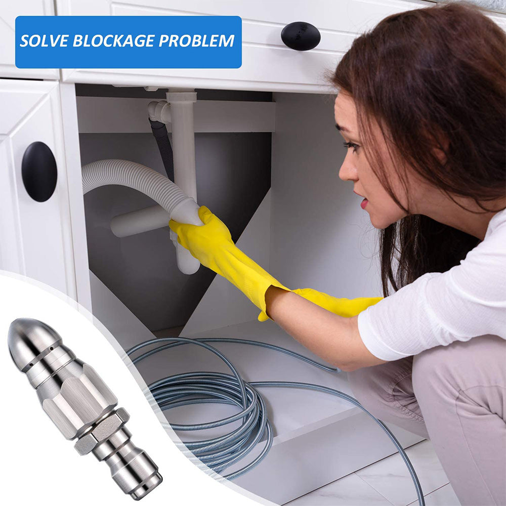 Stainless Steel Sewer Jetter Nozzle For Pressure Washer Suitable For 1" or 4" Drain Connection