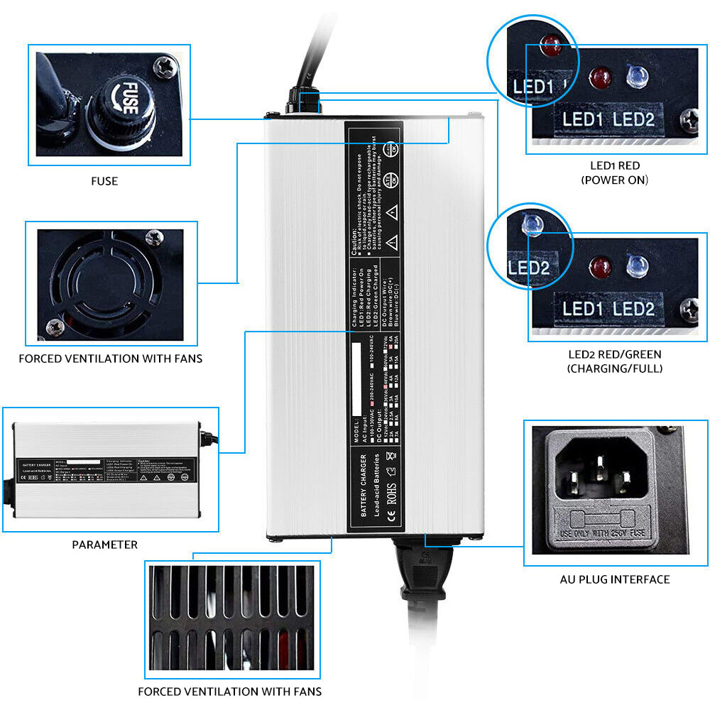 48V 6A Snap-Head 3-Pin Plug Battery Charger Suitable For EZ-GO TXT & Club Golf Cart