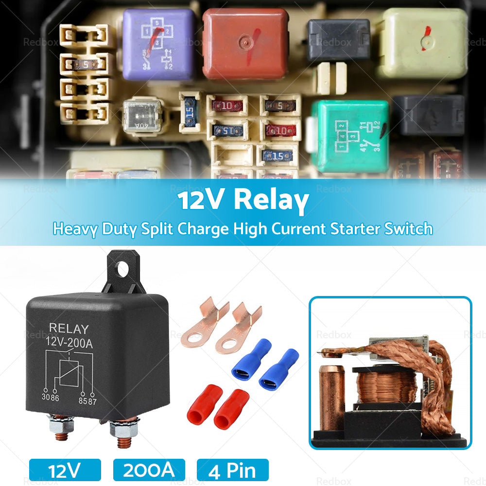 {{ 12V DC 200A Car Relay Heavy Duty Split Charge High Current 4Pin Starter Switch }} - Buy Car Parts Online at {{ Kaka Auto Parts }}.