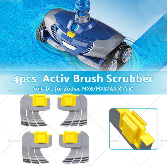 Activ Brush Scrubber 4x Suitable For Zodiac MX6 / MX8 / AX10 / AstralPool S10 Pool Cleaners
