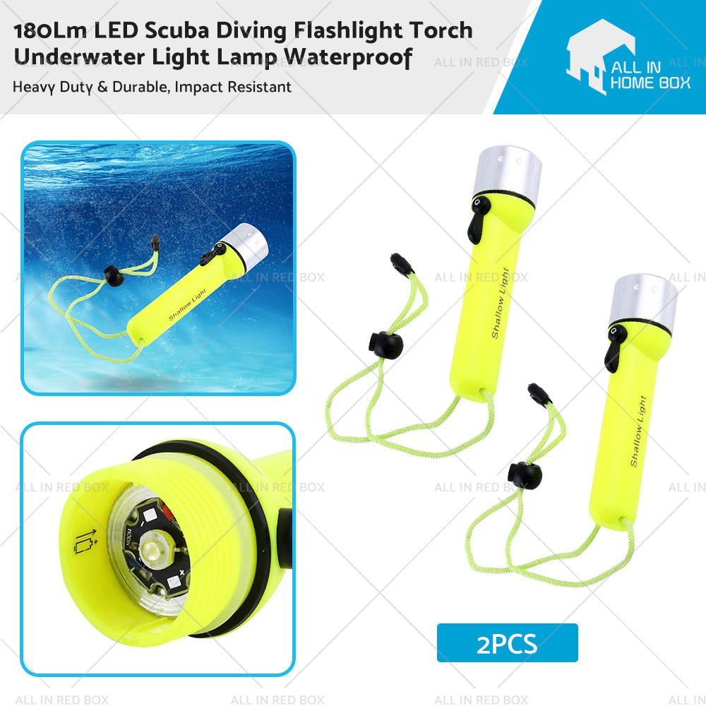 2pack Waterproof Bright LED Scuba Diving Underwater Flashlight Torch Light Lamp
