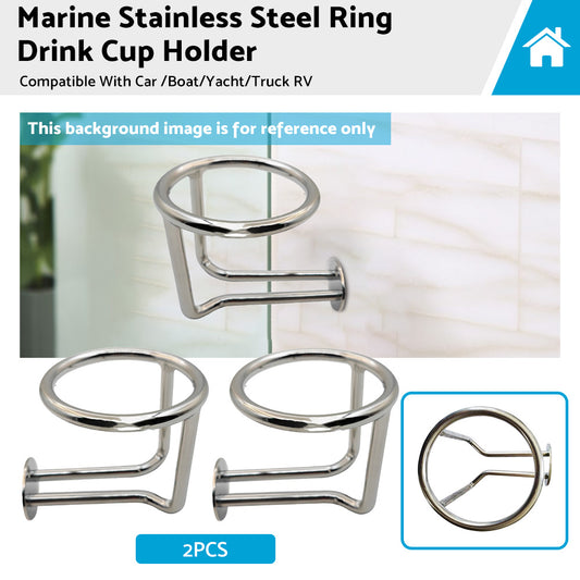2X Marine Stainless Steel Ring Drink Cup Holder for Car  Boat Yacht Truck RV