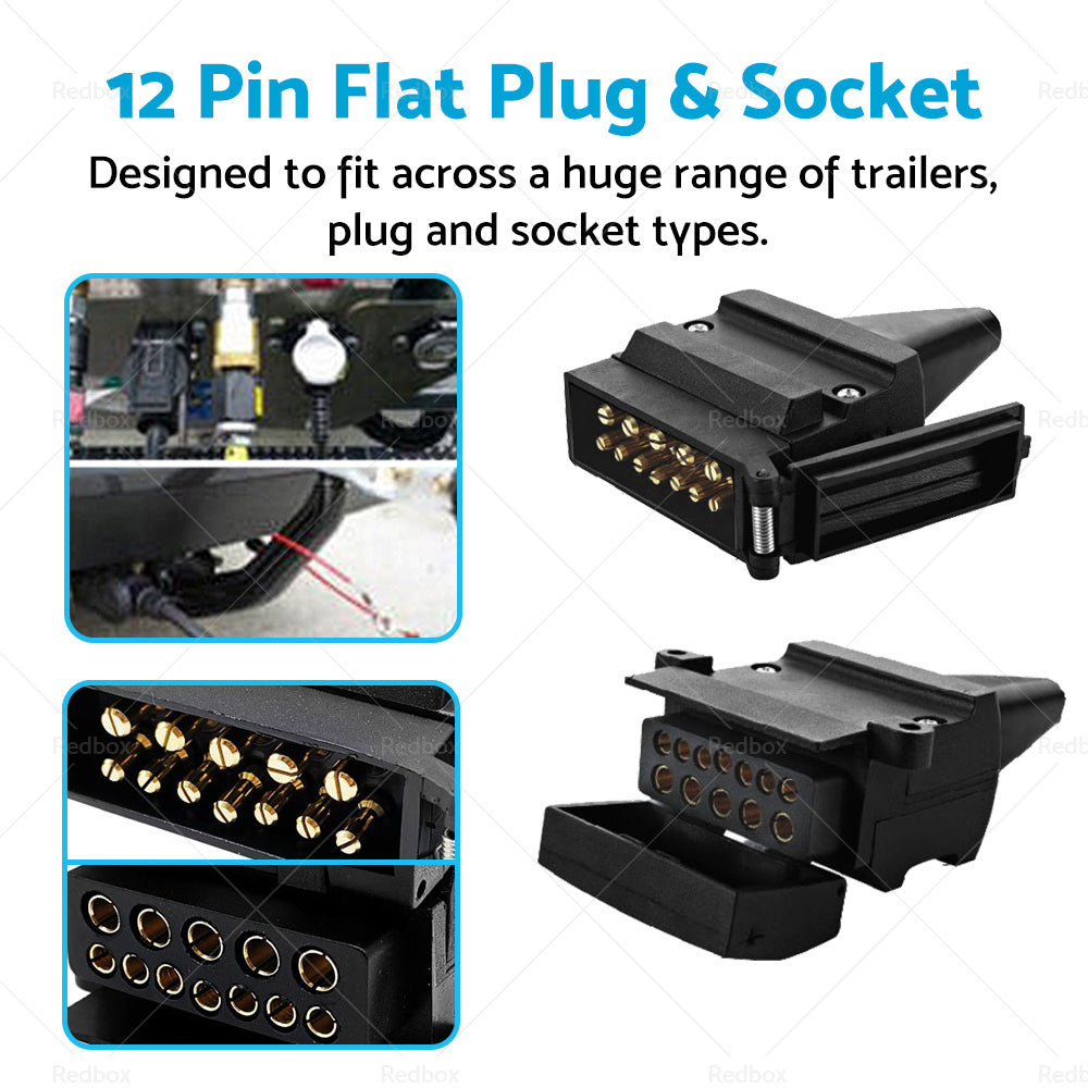{{ Pair 12 Pin Plug and Socket Connectors Suitable For Trailer Camper Caravan 4WD }} - Buy Car Parts Online at {{ Kaka Auto Parts }}.