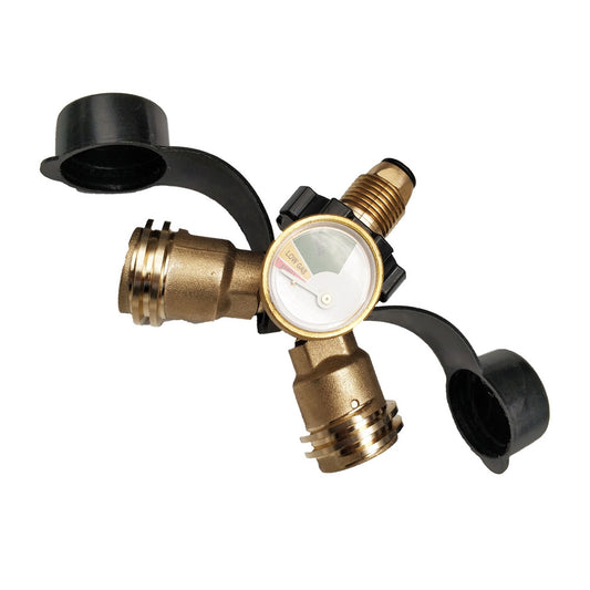 LPG Bottle POL Dual Outlet Adapter  inch Y inch  Configuration with Gas Level Gauge