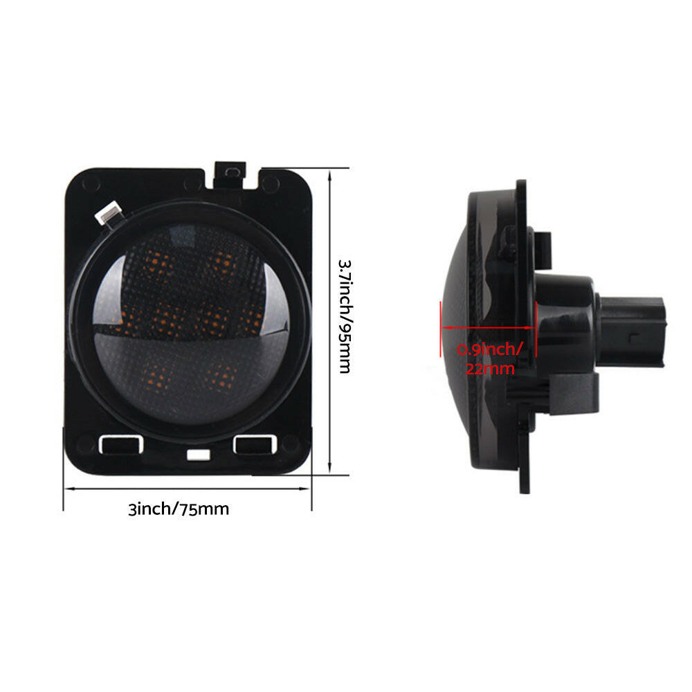 2x Front LED Side Marker Light Smoke Suitable For Jeep Wrangler JK 2007-2018