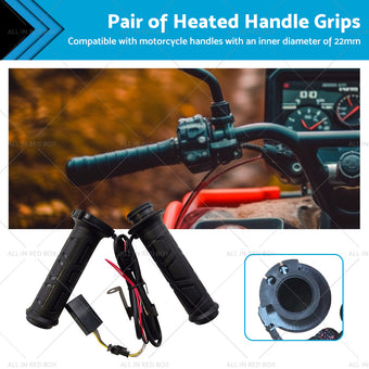 compare product 12v Motorcycle Heated Hand Rubber Grips 22mm 7 8'' Handlebar Grip Adjustable Hot