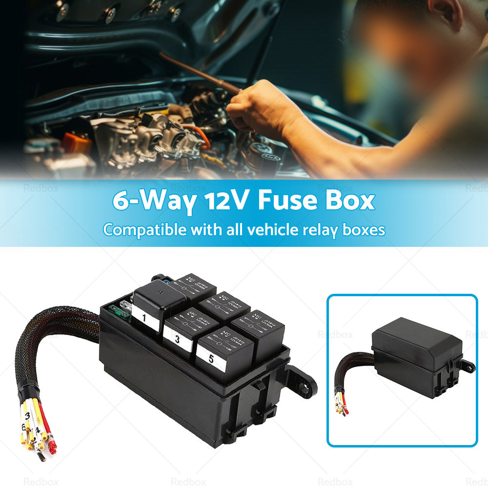 {{ 6-Way 12V Auto Waterproof Fuse Relay Holder Box Block 40A Relays with ATC Fuse }} - Buy Car Parts Online at {{ Kaka Auto Parts }}.