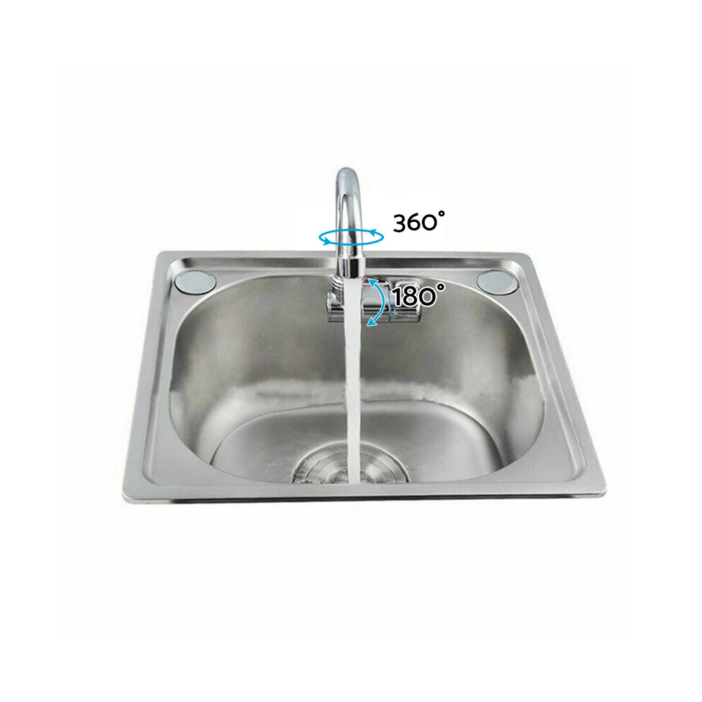 For RV Motorhome Faucet Single Cold Water Tap 360 Degree Rotation 1 or 2in Mounting