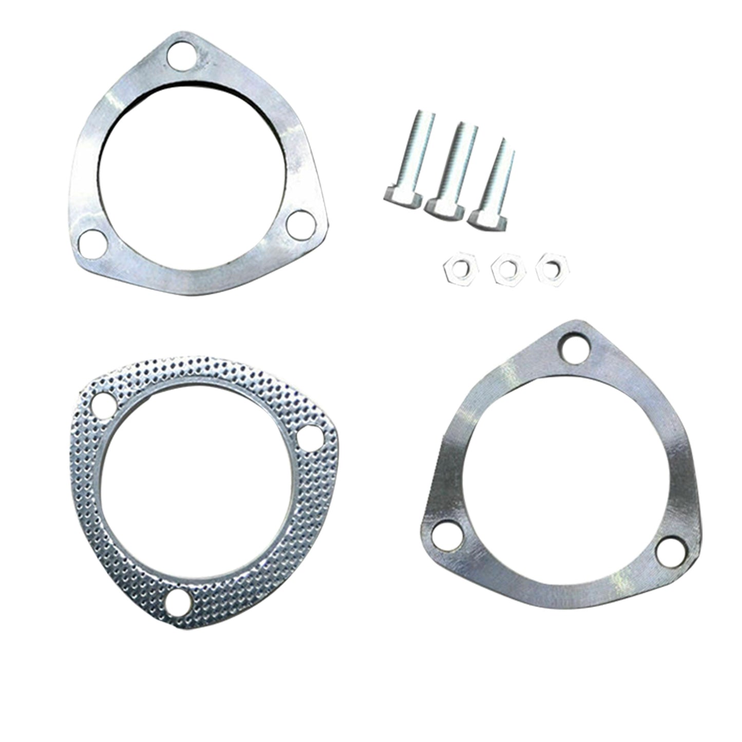 {{ Universal Exhaust Flange Plate Set 304 Stainless Steel 2.5" 63mm 3 Bolt Gasket }} - Buy Car Parts Online at {{ Kaka Auto Parts }}.