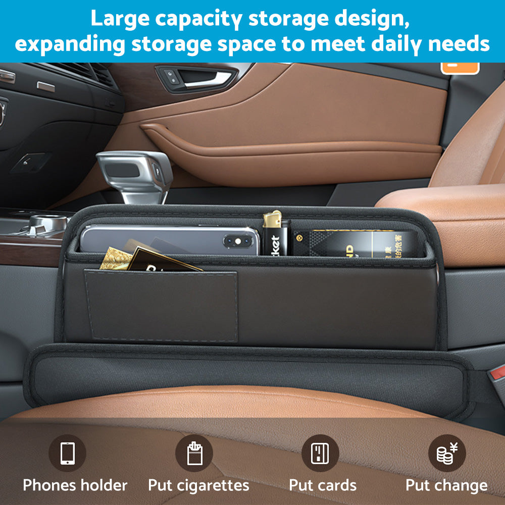 Car Seat Gap Storage Bag Organizer PU Leather With Exclusive Charging Cable Hole