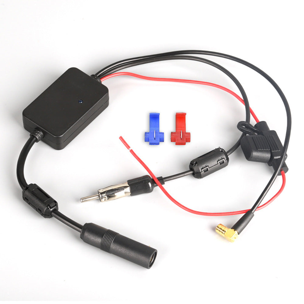 Car AM FM DAB+ Radio Antenna Adapter With Amplifier Booster 12V–24V Universal Fit