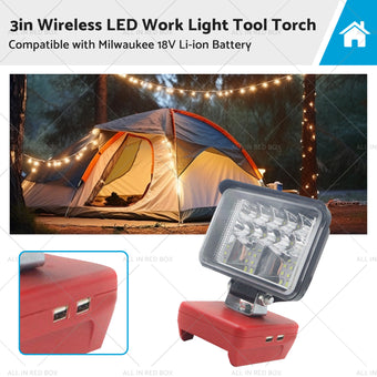 compare product 3in Wireless LED Work Light Torch Suitable For Milwaukee 18V Li-ion Battery