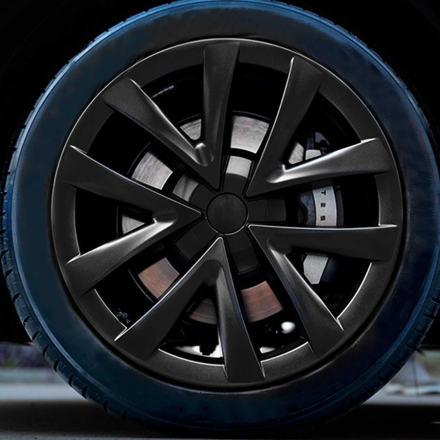 4x Matt Black Wheel Hub Caps Suitable For Tesla Model 3