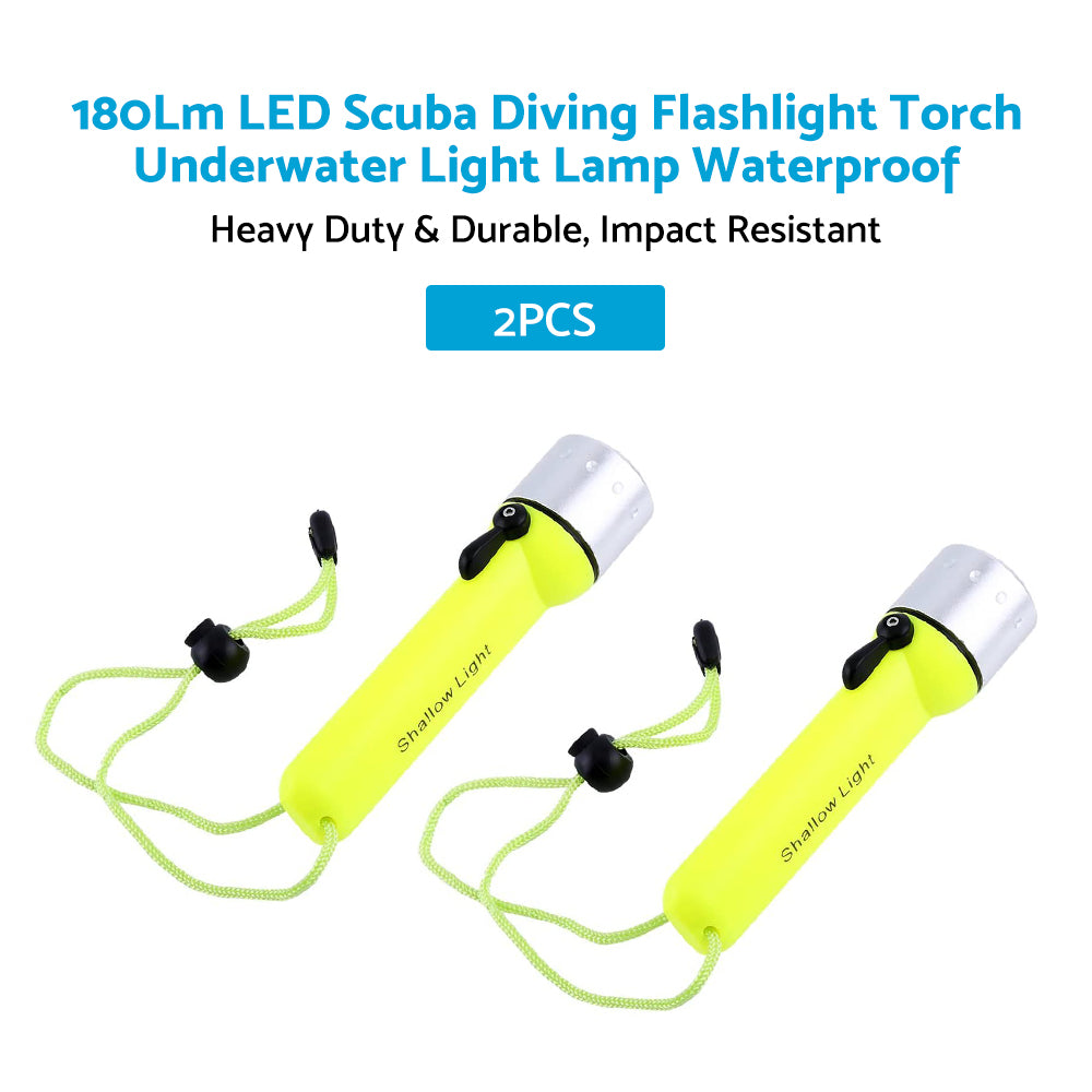 2pack Waterproof Bright LED Scuba Diving Underwater Flashlight Torch Light Lamp