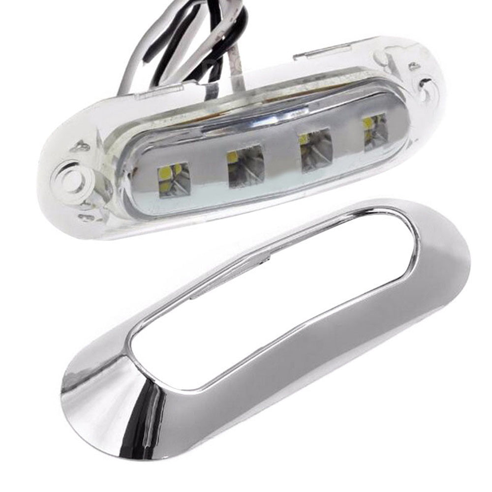 10x White 4-LED Side Marker Clearance Lamps Suitable For Truck / Trailer / Lorry Chrome Housing