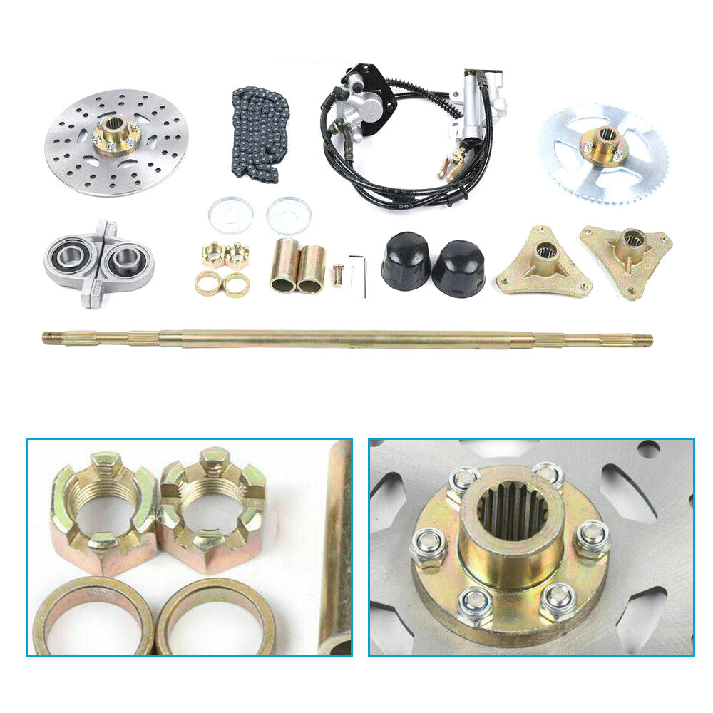 Rear Live Axle Kit With Chain, Hub Sprocket and Hub Brake Assembly Suitable For Drift Trike / Go-Kart