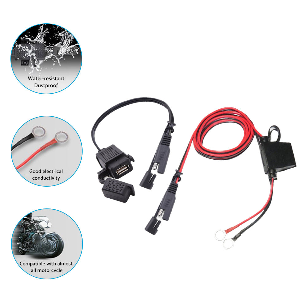 {{ 2PCS Waterproof Motorcycle Bike SAE to USB Charger Cable Adapter for GPS Phone }} - Buy Car Parts Online at {{ Kaka Auto Parts }}.