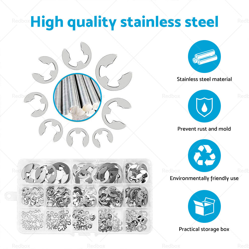 {{ Stainless Steel E Clips C Circlip Kit Retaining Ring 400PCS Assorted M1. 5-M15mm }} - Buy Car Parts Online at {{ Kaka Auto Parts }}.