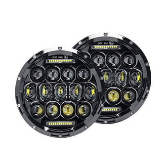 compare product Pair of 7-Inch Round LED Headlights Hi/Lo DRL Beam Sealed Headlamps Suitable For Nissan Patrol