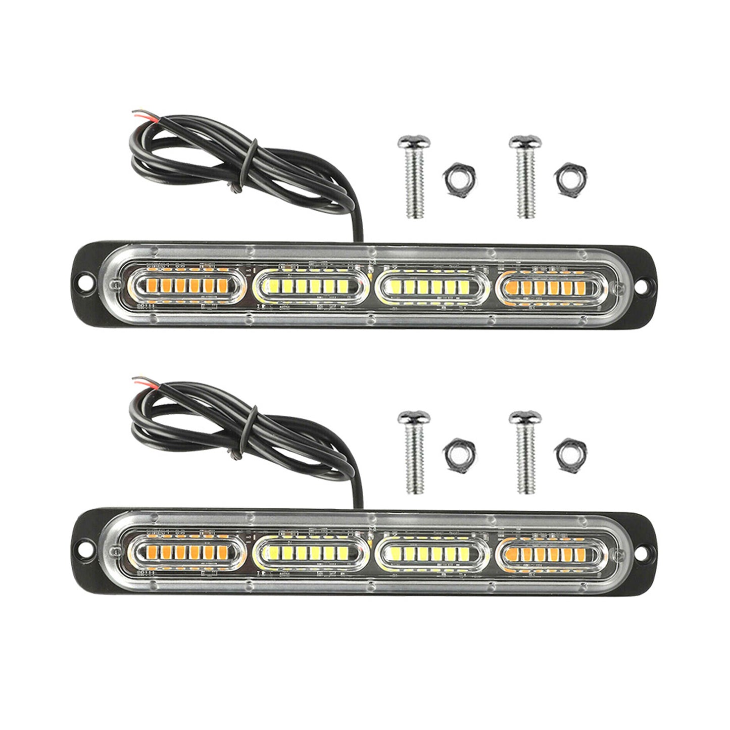 2x 48LED Amber Recovery Strobe Flashing Grille Lightbar Lamp Suitable For Truck