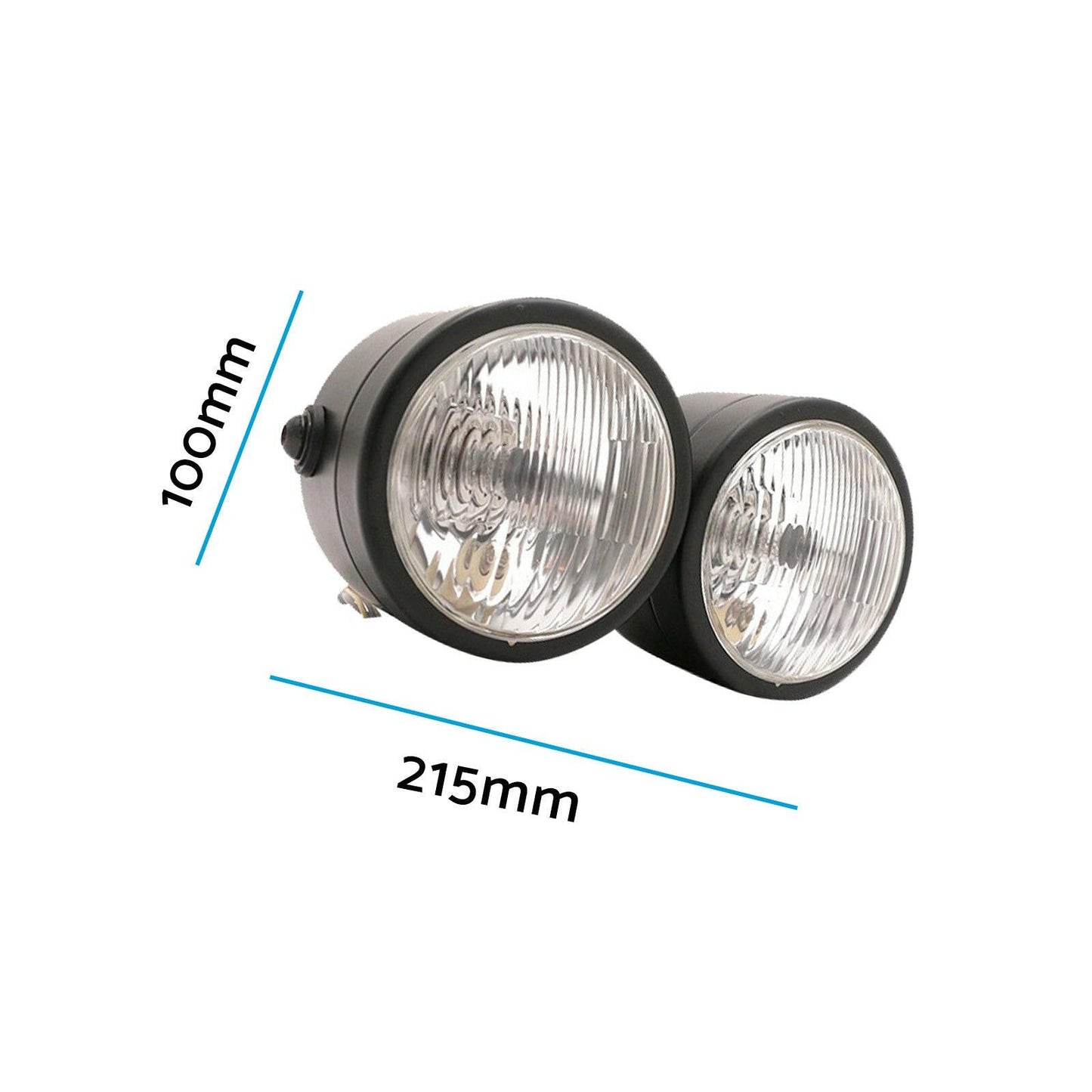 Black Twin Universal Headlight Dual Lamp Suitable For Motorcycle Street Fighter