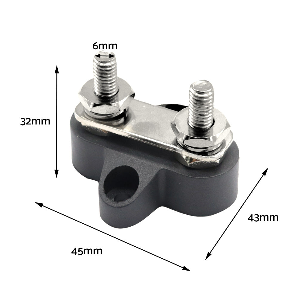 Heavy Duty Dual M6 Bus Bar Terminal Block Power Distribution Stud Black Suitable For Automotive Applications