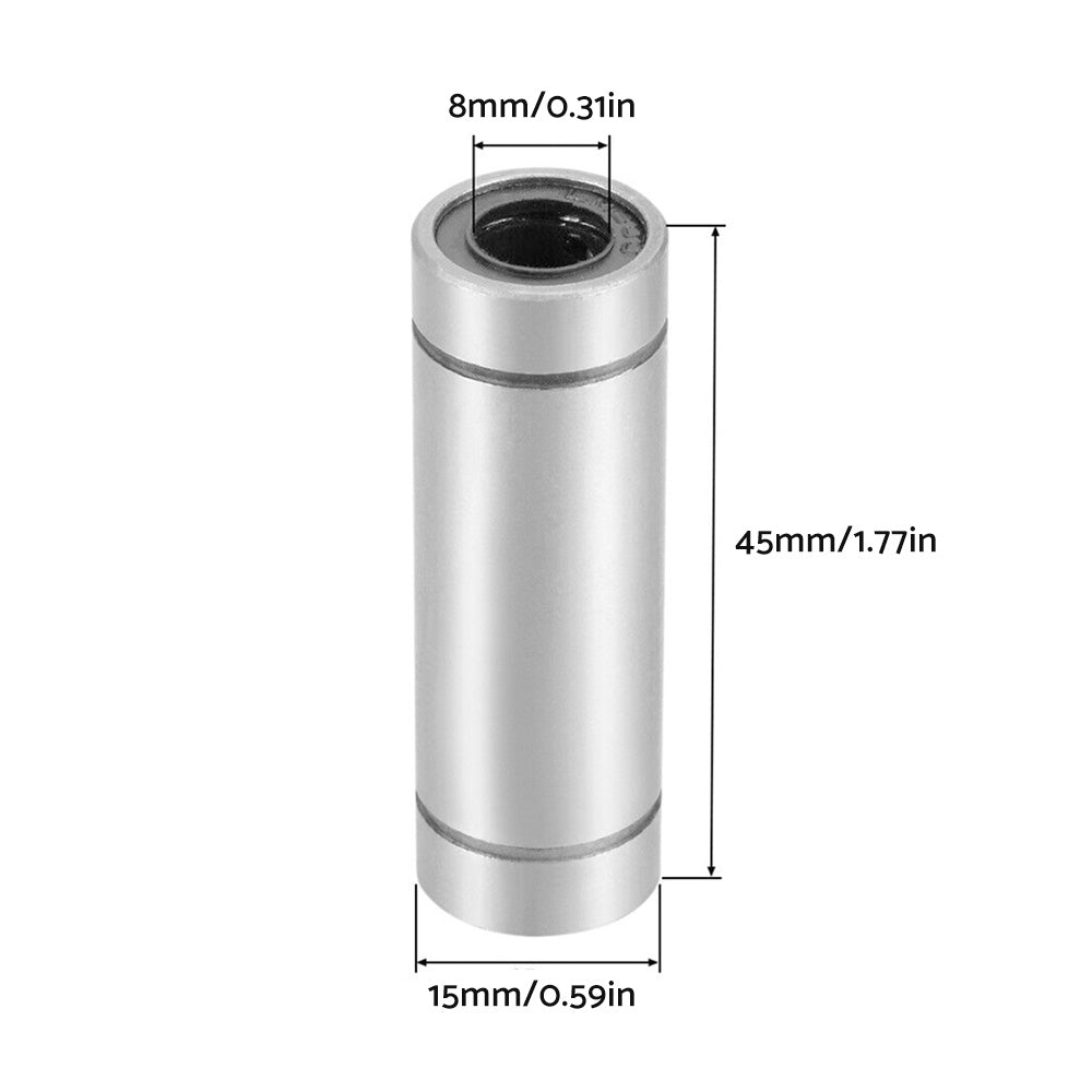 4x LM8UU Extra Long Linear Ball Bearings 8mm Bore 15mm OD 45mm Length