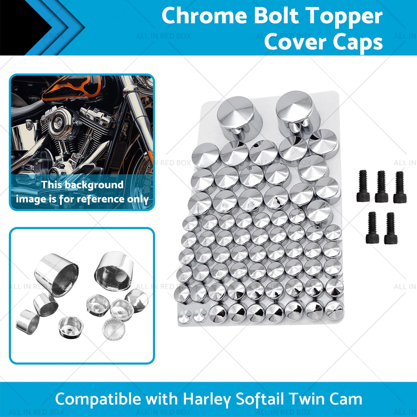 {{ Chrome Bolt Topper Cover Caps Suitable for Harley Twin Cam Softail 07-13 }} - Buy Car Parts Online at {{ Kaka Auto Parts }}.