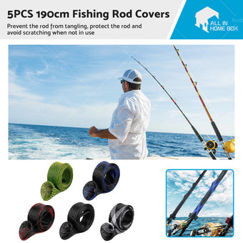 compare product 5Pcs 190cm Fishing Rod Cover Rod Sleeve Rod Sock Pole Glove Protector Tools