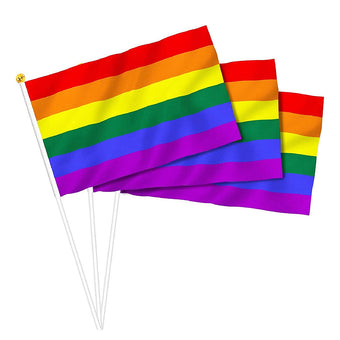 compare product 100x Small Rainbow Pride Flags Suitable For Gay, Lesbian & LGBT – 14x21cm Mini Hand Waving Flags