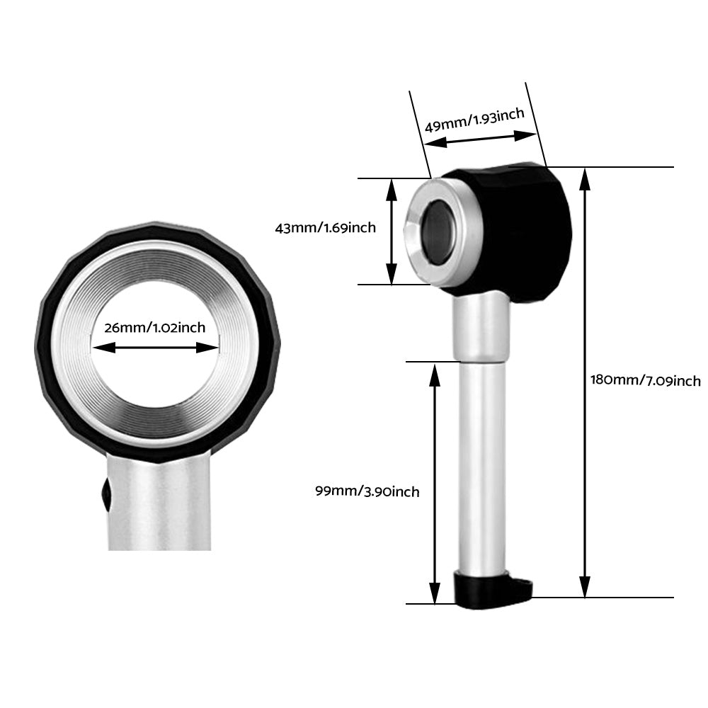 Hand Held 45x Magnifying Glass Jewellery Magnifier Loupe with Scale 3 Led Lights
