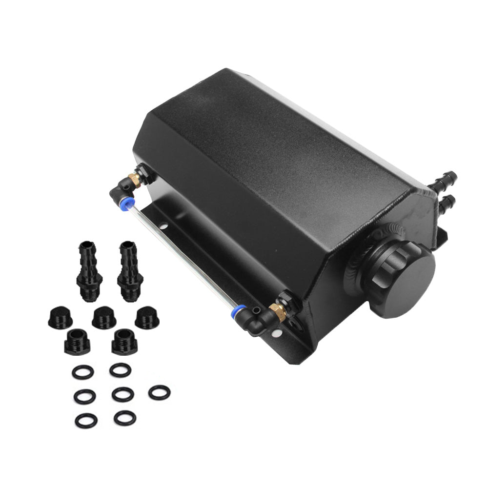 Universal 2L Coolant Radiator Overflow Recovery Tank Bottle Aluminum Black